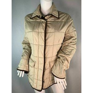 Burberry London Light Tan Brown Quilted Jacket Coa